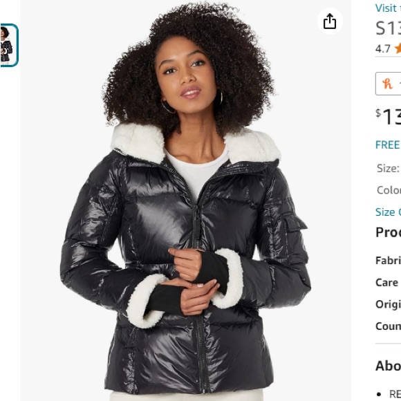 S13 Callie Faux-Sherpa-Trim Down Puffer Coat